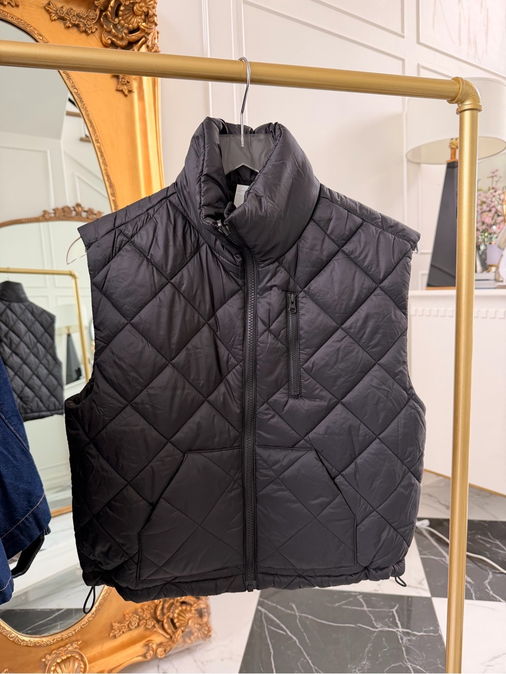 Zella Black Quilted Puffer Vest